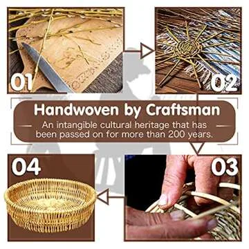 NUTRIUPS Natural Handmade Bread Basket for Serving,9.8inch Small Round Bread Basket,Wicker Fruit Basket