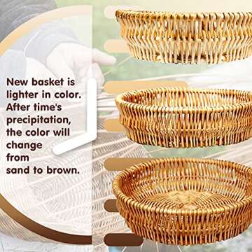 NUTRIUPS Natural Handmade Bread Basket for Serving,9.8inch Small Round Bread Basket,Wicker Fruit Basket