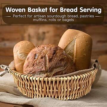 NUTRIUPS Natural Handmade Bread Basket for Serving,9.8inch Small Round Bread Basket,Wicker Fruit Basket
