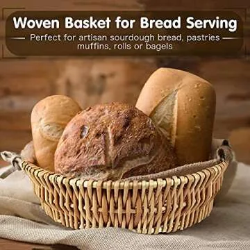 NUTRIUPS Natural Handmade Bread Basket for Serving,9.8inch Small Round Bread Basket,Wicker Fruit Basket