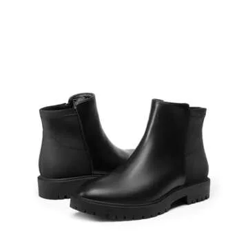 DREAM PAIRS Women's Low Heel Chelsea Ankle Boots Fashion Slip On Elastic Fall Booties Shoes,Size 7.5,BLACK,DAB213-1