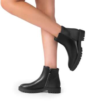 DREAM PAIRS Women's Low Heel Chelsea Ankle Boots Fashion Slip On Elastic Fall Booties Shoes,Size 7.5,BLACK,DAB213-1