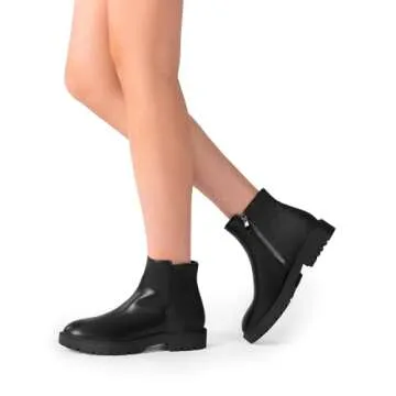 DREAM PAIRS Women's Low Heel Chelsea Ankle Boots Fashion Slip On Elastic Fall Booties Shoes,Size 7.5,BLACK,DAB213-1