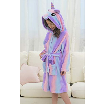 Doctor Unicorn Soft Unicorn Hooded Bathrobe Sleepwear - Perfect Gift for Girls