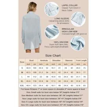 TOUSYEA Sleep Shirts for Women Button Down Shirts Long Sleeve Sleepwear Swimsuit Cover Ups Soft Pajama Tops White M