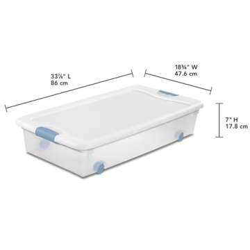 Sterilite 4-Pack Latching Box, Under Bed Storage Bins with Lids, Clear Plastic, 56 Quart