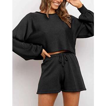 SYZRI Women's Puff Sleeve Crop Top Shorts Set - Chic Comfort