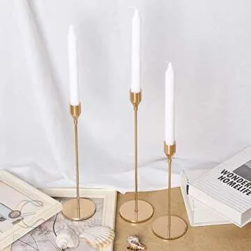 Elegant Gold Brass Candle Holders Set Perfect for Any Occasion