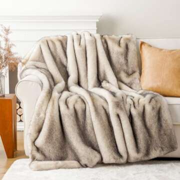 BATTILO HOME Luxury Fluffy Faux Fur Throw Blanket, Cozy Warm Fur Blanket for Couch Sofa, Plush Fuzzy...