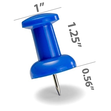 Officemate Giant Push Pins - Assorted Colors, 1.5"