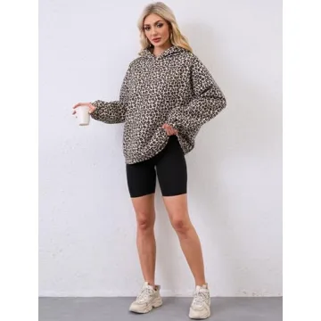 Stylish Eutten Women's Oversized Leopard Print Hoodie