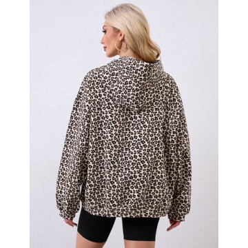 Stylish Eutten Women's Oversized Leopard Print Hoodie