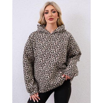 Stylish Eutten Women's Oversized Leopard Print Hoodie