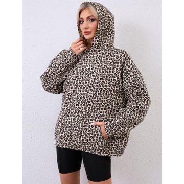 Stylish Eutten Women's Oversized Leopard Print Hoodie