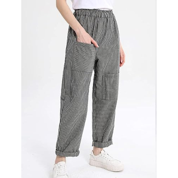 Wide Leg Harem Pants for Women - Casual Cotton Linen Style