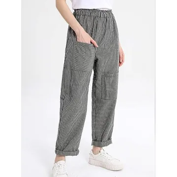 Wide Leg Harem Pants for Women - Casual Cotton Linen Style