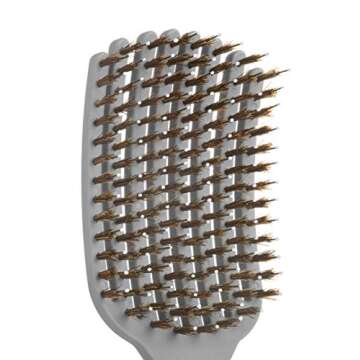 (All New) KareCo Tangle Buster Flexible Paddle Brush, Detangler & Styler for All Hair Types | Dual Nylon and Boar Bristles (9 Fingers)