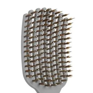 (All New) KareCo Tangle Buster Flexible Paddle Brush, Detangler & Styler for All Hair Types | Dual Nylon and Boar Bristles (9 Fingers)