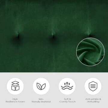 TYBOATLE 65" W Velvet Modern Convertible Folding Futon Couch Sofa Bed w/ 2 USB Charging Ports and arms, Loveseat for Living Room, Dorm, Apartment, Bedroom (Green)