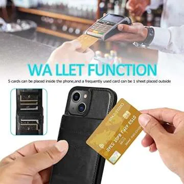 Seabaras iPhone 13 Wallet Case with Credit Card Holder for Women Men PU Leather Wallet Case for iPhone 13 Case 6.1 inch (Black)