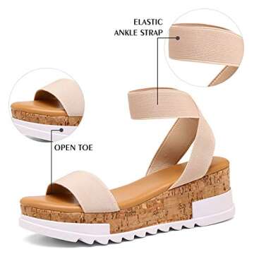 katliu Women's Cork Wedge Platform Sandals - Stylish Comfort