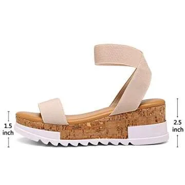 katliu Women's Cork Wedge Platform Sandals - Stylish Comfort
