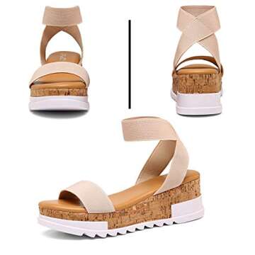 katliu Women's Cork Wedge Platform Sandals - Stylish Comfort