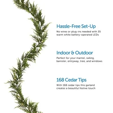 NOMA 9 Foot Pre Lit Cedar Holiday Garland for Festive Decor