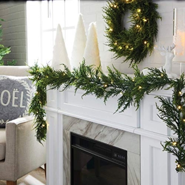 NOMA 9 Foot Pre Lit Cedar Holiday Garland for Festive Decor