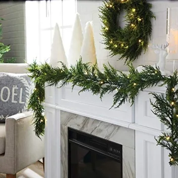 NOMA 9 Foot Pre Lit Cedar Holiday Garland for Festive Decor