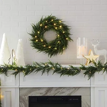 NOMA 9 Foot Pre Lit Cedar Holiday Garland for Festive Decor