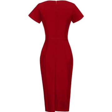 GownTown Women's 50s Audrey Pencil Dress Stretchy Dresses Dark Red