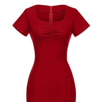 GownTown Women's 50s Audrey Pencil Dress Stretchy Dresses Dark Red