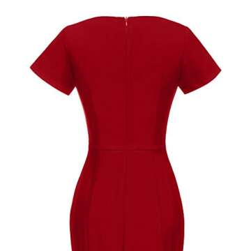 GownTown Women's 50s Audrey Pencil Dress Stretchy Dresses Dark Red
