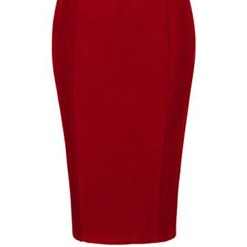 GownTown Women's 50s Audrey Pencil Dress Stretchy Dresses Dark Red