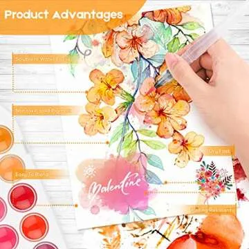 Taotree Valentines Day Gifts for Kids Adults, Easter Basket Stuffers, 48 Colors Watercolor Paint Set, Art Supplies Drawing Kit Painting Supplies Brush, Gifts for Teens Girls Boys Artists