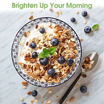 E-Gtong Colorful Ceramic Cereal Bowls - Set of 6, Durable & Functional