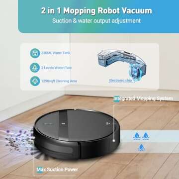Kilgone Robot Vacuum and Mop Combo, Robotic Vacuum Cleaner, WiFi/Alexa/App, 2 in 1 Mopping Robot Vacuum, Slim, Quiet, Self-Charging, Tangle-Free, Cleans Hard Floor, Pet Hair and Carpet