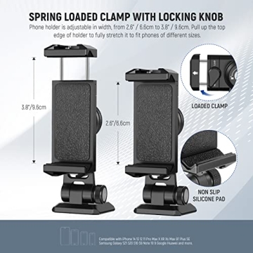 NEEWER Metal Phone Tripod Mount Adapter - Perfect for Phones