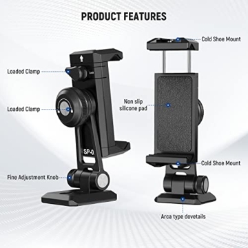 NEEWER Metal Phone Tripod Mount Adapter - Perfect for Phones