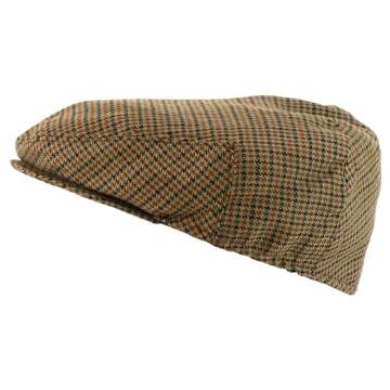 Trendy Apparel Shop Plaid Checker Patterend Newsboy Ivy Flat Cap - Tan - XL