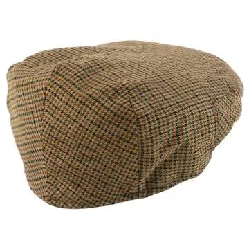 Trendy Apparel Shop Plaid Checker Patterend Newsboy Ivy Flat Cap - Tan - XL