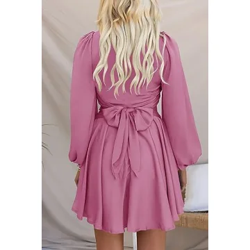 Elegant MITILLY Women's Dusty Rose Satin Formal Dress