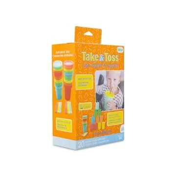 The First Years Take & Toss Toddler Straw Cups - Spill Proof Toddler Sippy Cups with Snap On Lids and Straws - Toddler Feeding Supplies and Birthday Party Supplies - 10 Oz - 20 Count
