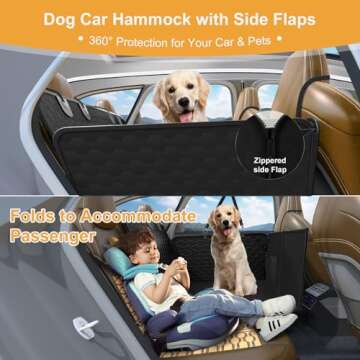 Dog Car Seat Cover for Back Seat with Hard Bottom, Back Seat Extender for Dogs Holds 400lb, Dog Hammock for Car, Waterproof Pet Backseat Protector with Mesh Window and Storage Pocket for Car & SUV