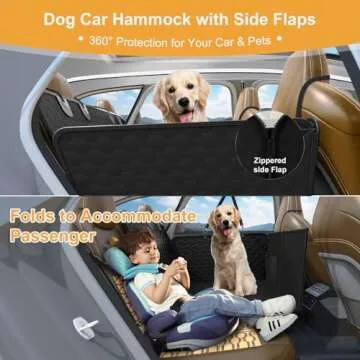 Dog Car Seat Cover for Back Seat with Hard Bottom, Back Seat Extender for Dogs Holds 400lb, Dog Hammock for Car, Waterproof Pet Backseat Protector with Mesh Window and Storage Pocket for Car & SUV