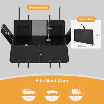 Dog Car Seat Cover for Back Seat with Hard Bottom, Back Seat Extender for Dogs Holds 400lb, Dog Hammock for Car, Waterproof Pet Backseat Protector with Mesh Window and Storage Pocket for Car & SUV