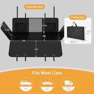 Dog Car Seat Cover for Back Seat with Hard Bottom, Back Seat Extender for Dogs Holds 400lb, Dog Hammock for Car, Waterproof Pet Backseat Protector with Mesh Window and Storage Pocket for Car & SUV