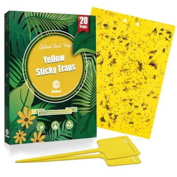 Gideal 20-Pack Yellow Sticky Traps for Flying Insects