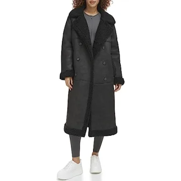 Levi's Women's Faux Shearling Long Coat - Stylish & Warm Winter Essential